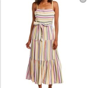 Julia Jordan brand Colorful Striped Belted Midi maxi tiered Dress Style JJ38041